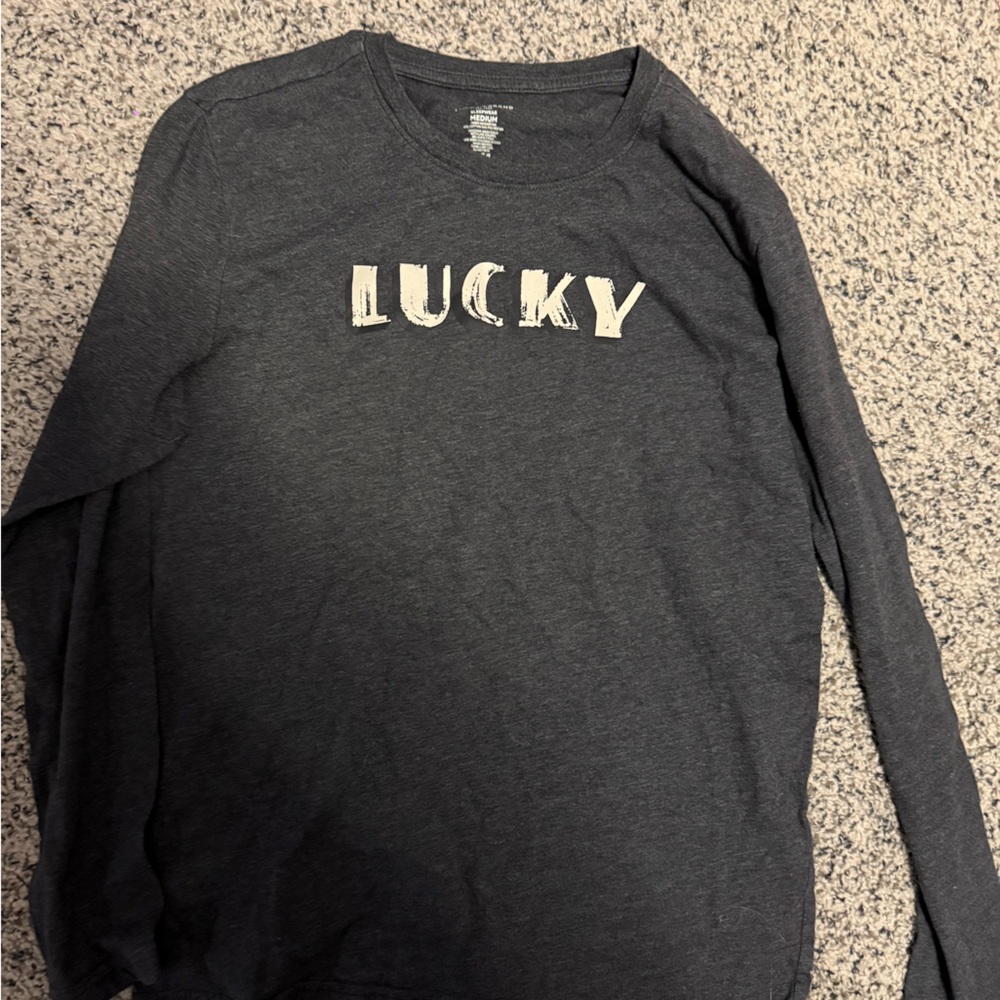 Lucky Brand Men's Charcoal Long Sleeve Tee